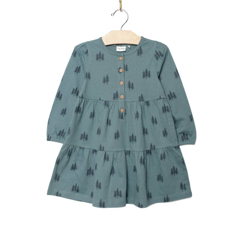 Tiered Henley Dress- Twilight Forest
