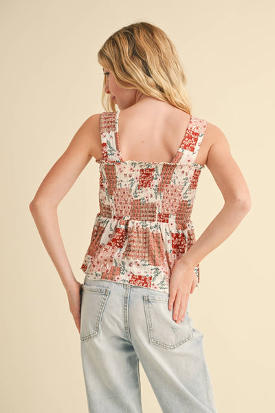 TWEEN GIRLS KIDS WIDE STRAP PEPLUM TANK WITH SMOCKED (XS-XL)