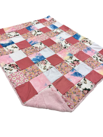 Sadie Floral • Patchwork • Baby Sized Minky Blanket