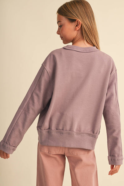 DUSTY MAUVE GIRLS CREW NECK SWEATSHIRT (7-14)
