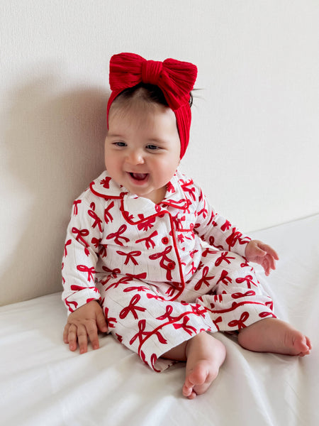 Red Bows / Organic Pointelle Lounge Set
