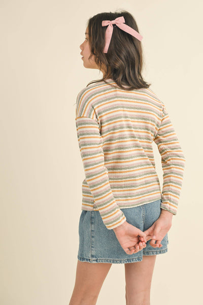 GIRLS KIDS CREW NECK STRIPE TOP (4-6X)
