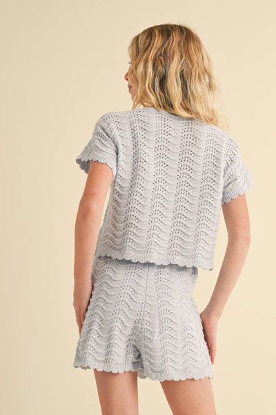 TWEEN GIRLS KIDS CROCHET S/S TOP (7/14)