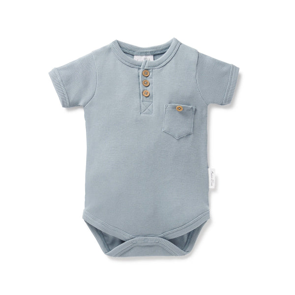 Slate Rib Henley Onesie