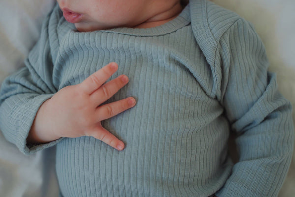 The Coby - Dusty Blue- Long sleeved organic cotton bodysuit