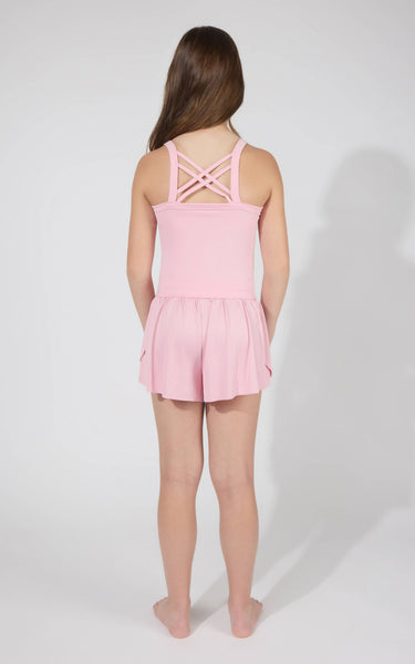 Girls Seamless Strappy Back Tank and Running Shorts Set