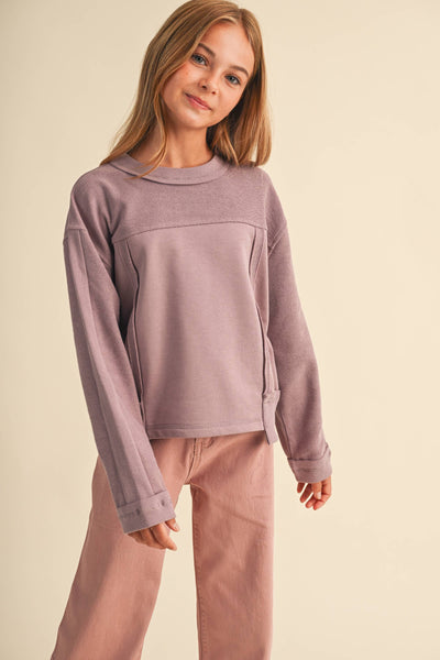 DUSTY MAUVE GIRLS CREW NECK SWEATSHIRT (7-14)