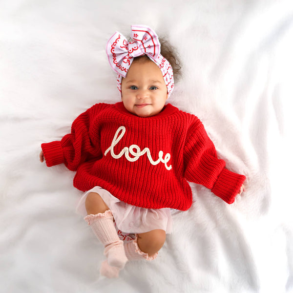 Love Red SWEATER Valentines Baby Toddler Kids Clothing Top