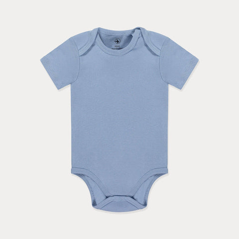 Blue Ribbed Cotton Bodysuit