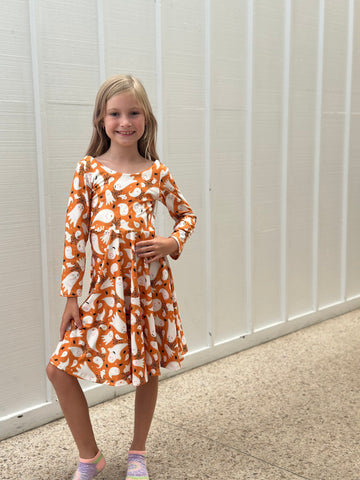 Orange Ghosts • Halloween • Baby/Toddler/Youth Twirl Dress