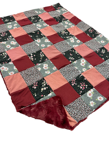 Lyla Floral • Patchwork • Baby Sized Minky Blanket