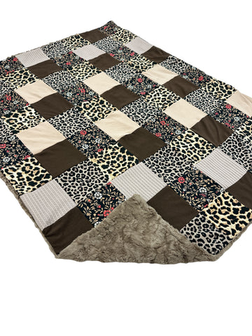 Cheetah Girl • Patchwork • Baby Sized Minky Blanket