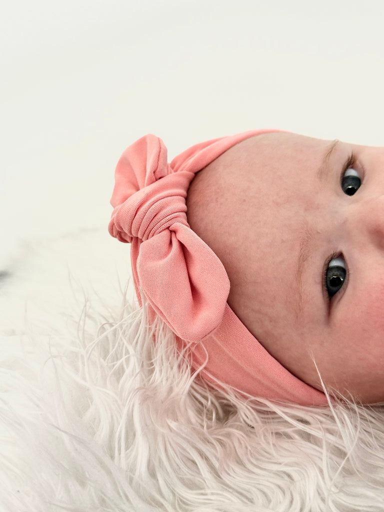 Knot bow headband - pink tones