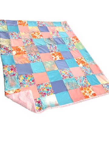 Summer Floral • Patchwork • Baby Sized Minky Blanket