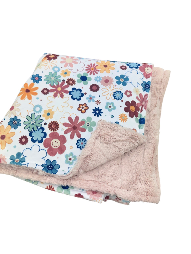Groovy Floral • Toddler Sized Minky Blanket