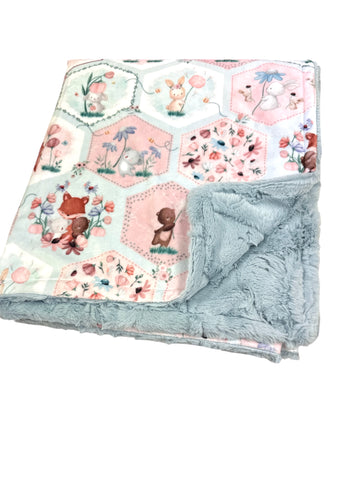 Bunny Blossom • Toddler Sized Minky Blanket