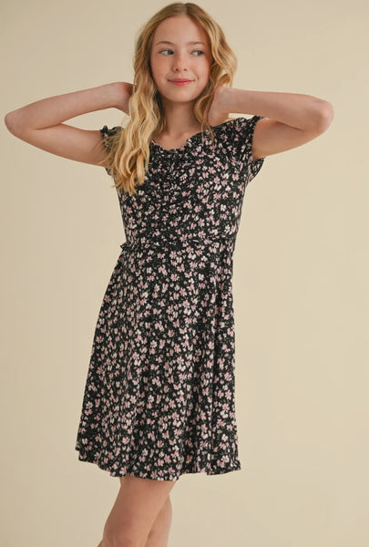 TWEEN GIRLS PUFF SLV CINCH DRESS (7-12)