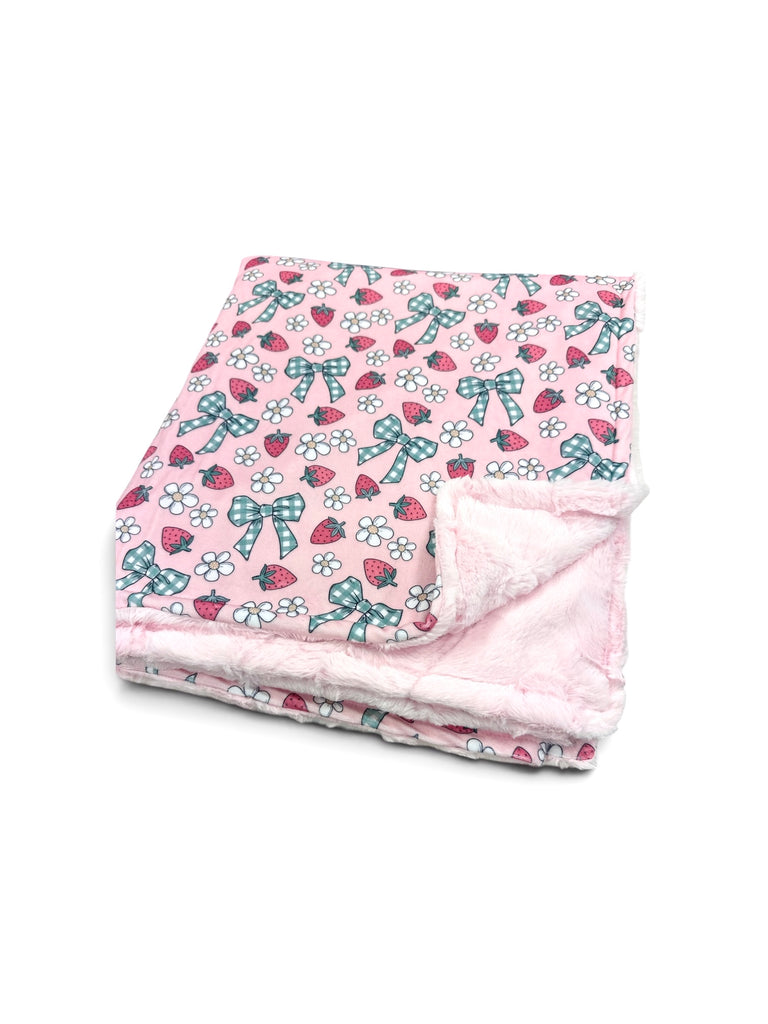 Strawberry + Bows • Toddler Sized Minky Blanket