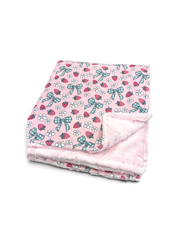 Strawberry + Bows • Toddler Sized Minky Blanket