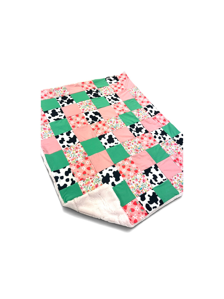Strawberry Field • Patchwork • Baby Sized Minky Blanket