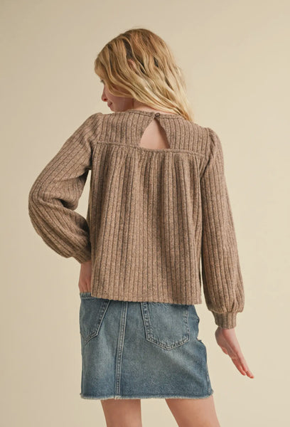 Tween Girls L/S Babydoll Sweater with Back Detail