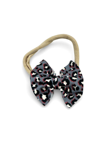 Grey Cheetah Nylon Bow