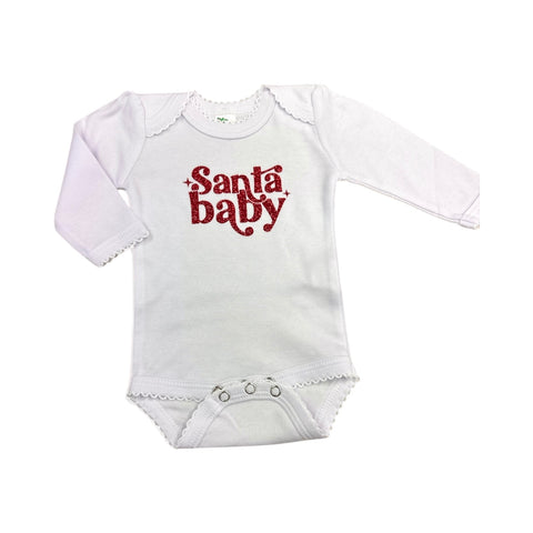 Santa Baby • glitter • Christmas • baby bodysuit