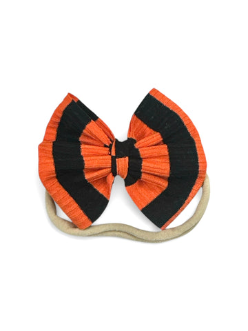 Orange+Black Rib Stripe Nylon Bow