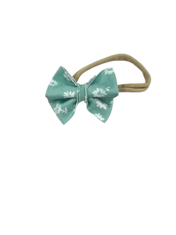 Mint Floral Nylon Bow