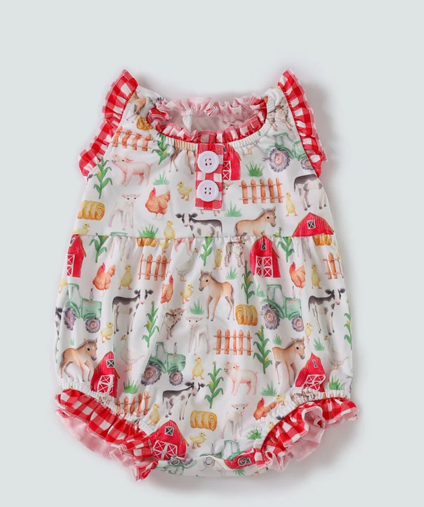 Farm Print Bubble Romper