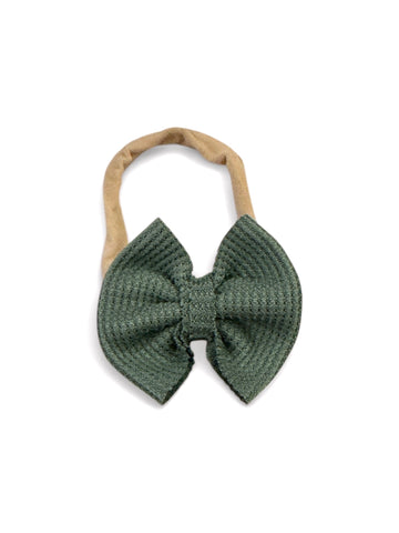 Green Waffle Nylon Bow