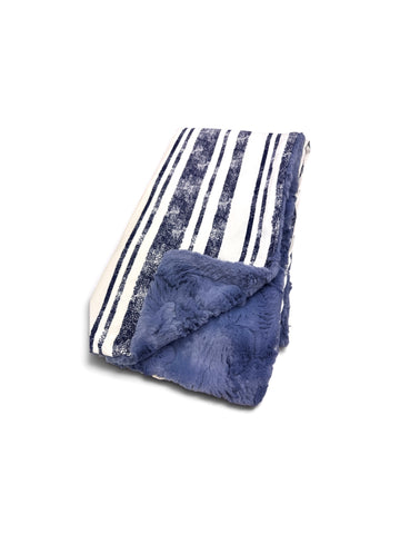 Navy Stripe • Baby Sized Minky Blanket