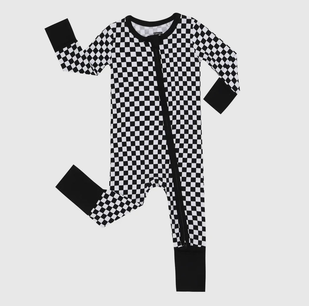 Black and White Check • Bamboo Pajama Sleeper