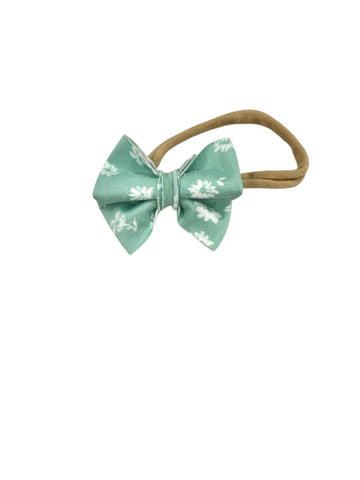 Mint Floral Nylon Bow