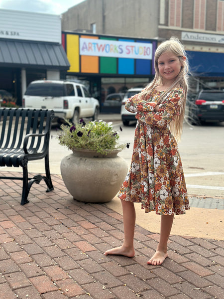 Retro Fall Floral • Baby/Toddler/Youth Twirl Dress