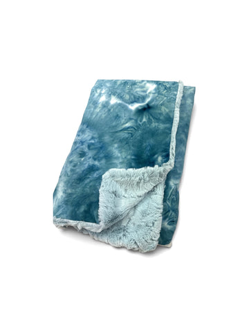 Aqua Tie Dye • Baby Sized Minky Blanket