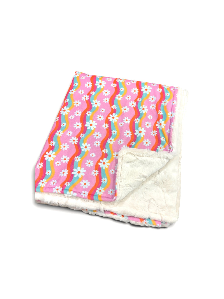 Groovy Summer Floral • Toddler Sized Minky Blanket