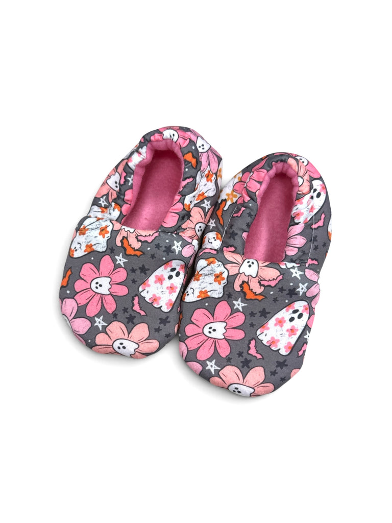 Handmade Soft Soled Slippers - Floral Ghosts