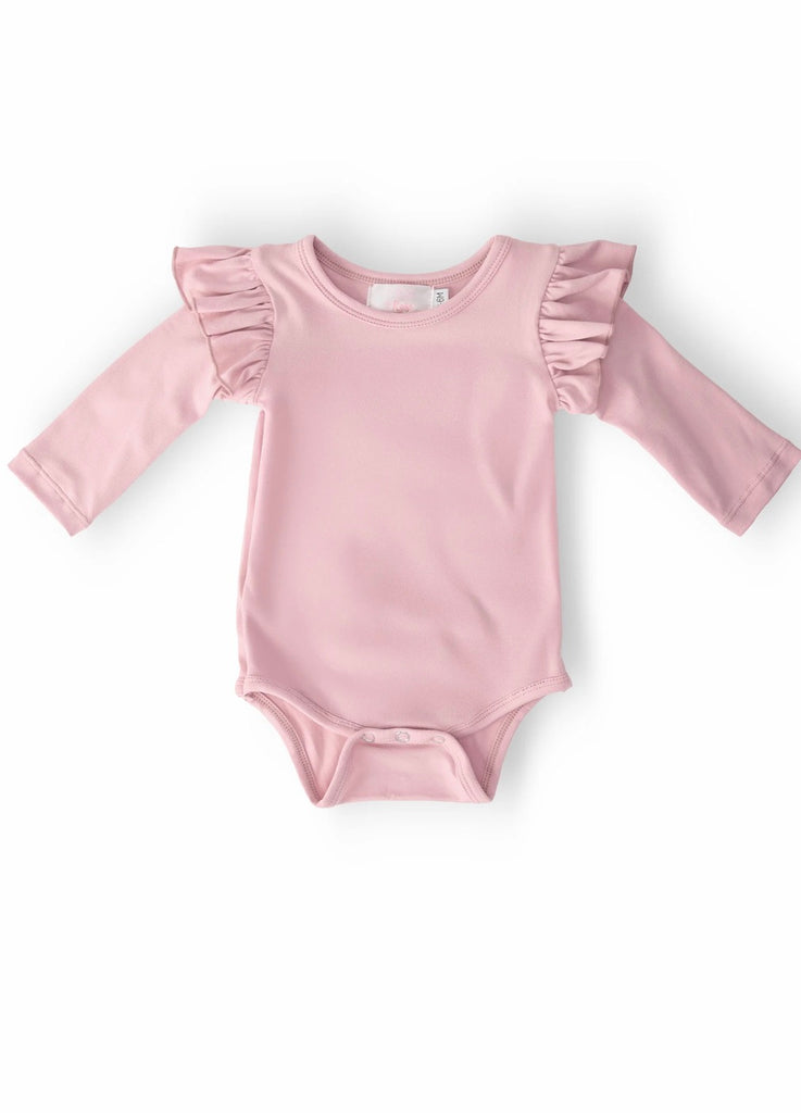 Vintage Pink L/S Flutter Bodysuit