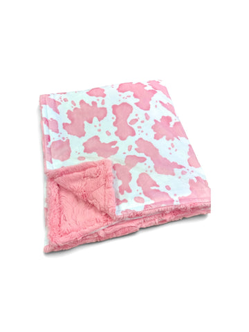Pink Cow • Toddler Sized Minky Blanket