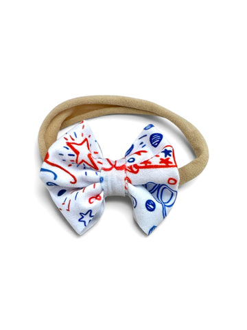 4th of July Doodles Nylon Bow