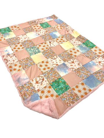Peace & Florals • Patchwork • Baby Sized Minky Blanket