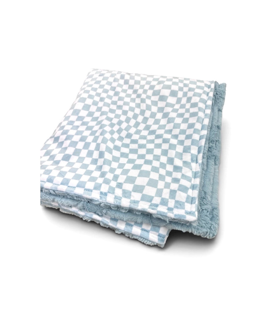 Raindrop Wavy Checkered • Adult Sized Minky Blanket