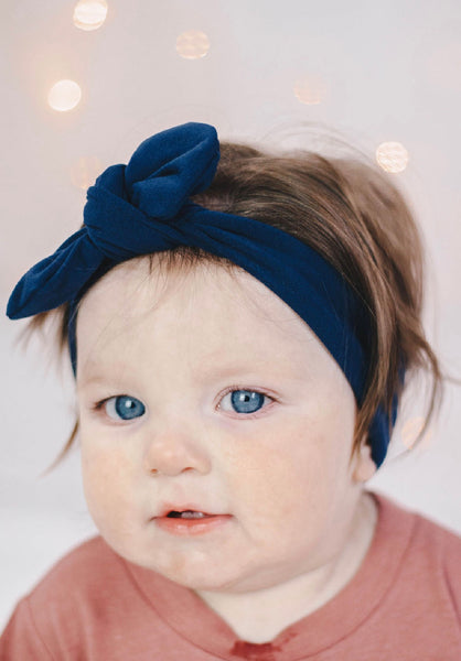 Knot bow headband - blue tones