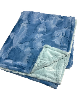 Bluebell + Raindrop •Duo• Toddler Sized Minky Blanket