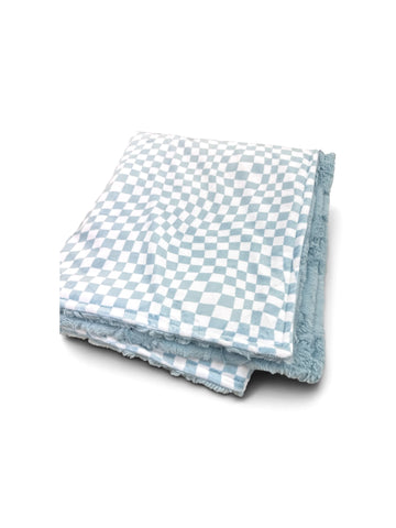 Raindrop wavy checker • Toddler Sized Minky Blanket