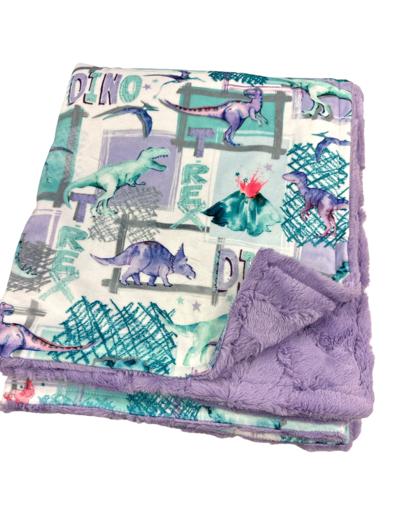 Girly Trex Dino • Toddler Sized Minky Blanket