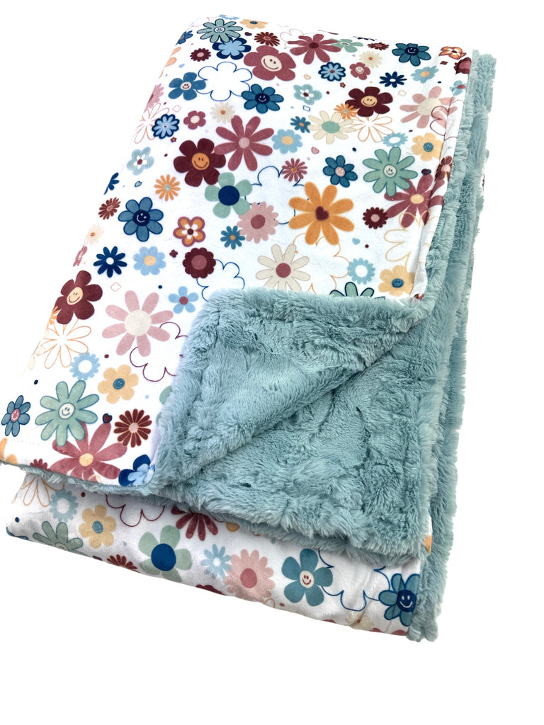 Groovy Floral • Adult Sized Minky Blanket