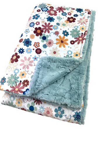 Groovy Floral • Adult Sized Minky Blanket