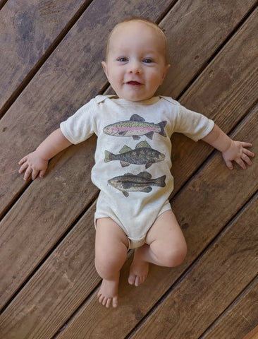 Three Fish • oatmeal body suit